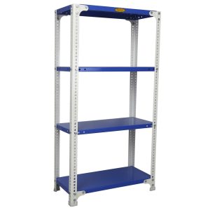 Mil-Nil Prime CRC Sheet 4 Shelf Multipurpose Slotted Angle Rack, 48 x 24 x 12 Inch (48 x 24 x 12, Blue-White) 16 Gauge Angles