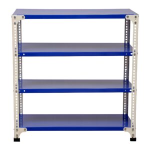 Mil-Nil Prime CRC Sheet 4 Shelf 24 Gauge Multipurpose Slotted Angle Rack | Adjustable Shelf Hight Rack for Home & Kitchen (36x36x15 Inch, 13.2 Kg, Blue/Whie) 16 Gauge Angles