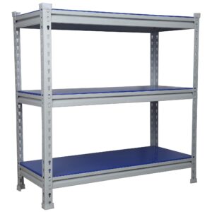 Mil-Nil Prime CRC Sheet Powder Coating Glossy Finish 3 Shelf Multipurpose Boltless Rack (Blue, 36 X 36 X 18 Inch) 22 Gauge