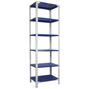Mil-Nil Prime CRC Sheet 78X30X18 Inch Multipurpose Storage, Adjustable Shelf, Slotted Angle Rack with 6 Shelves 22 Gauge_Blue/White 16 Gauge Angles